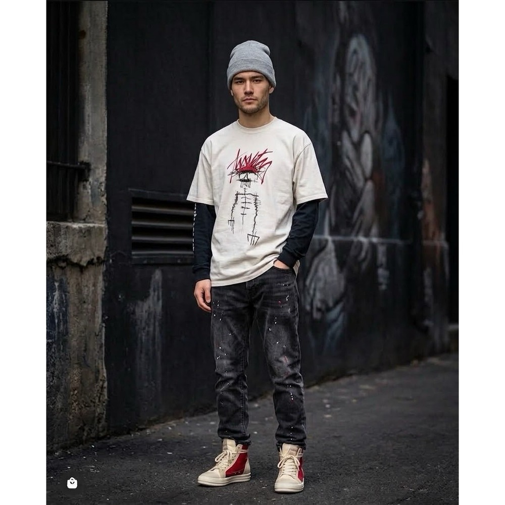 1980 bones Rory Kramer ANXIETY Graphic Tee Size Medium Sold Out Elwood Blank⁠